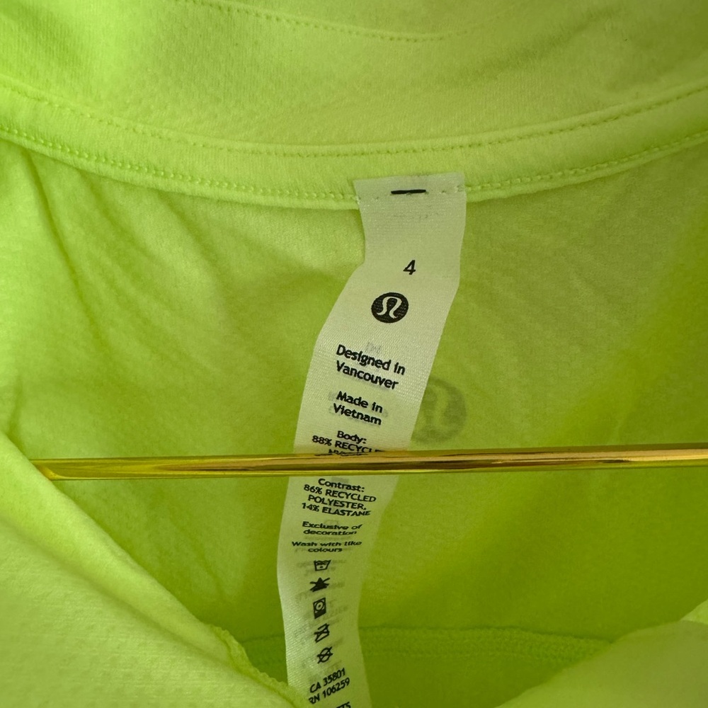 NWT Lululemon Neon Yellow Fitted Polo Tee - Picture 2 of 4